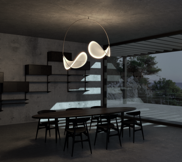 Pendant lamp - LLLL.01 - llll - aluminum / fabric / original design